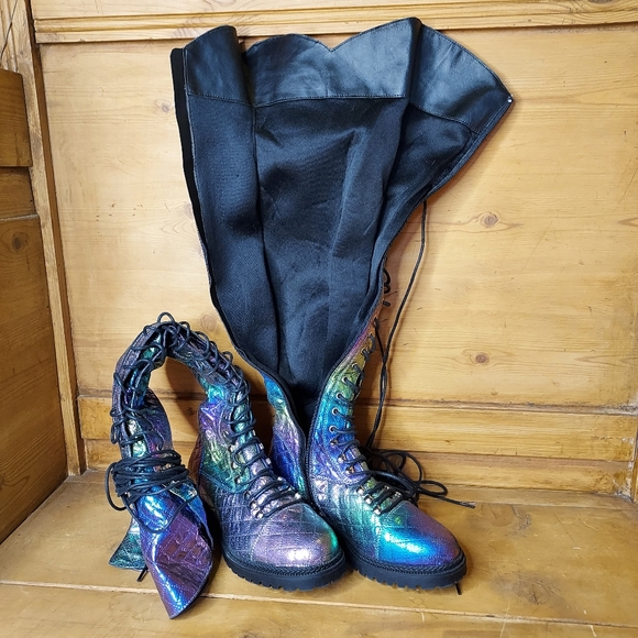 OCHO TOROS Morelia Holographic Thigh High Boots sz 6 - Picture 7 of 8